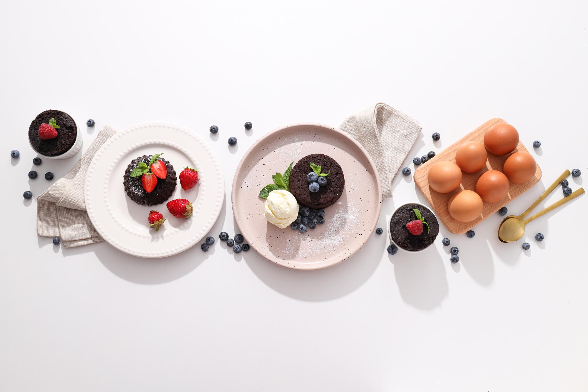 Set of plated seasonal dishes on table